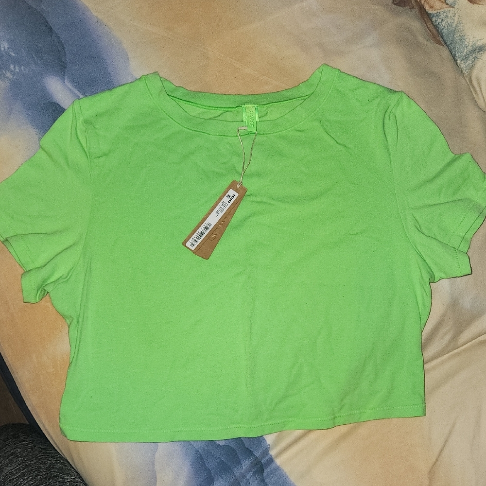 SKIMS Bright Lime Green Cropped Tee